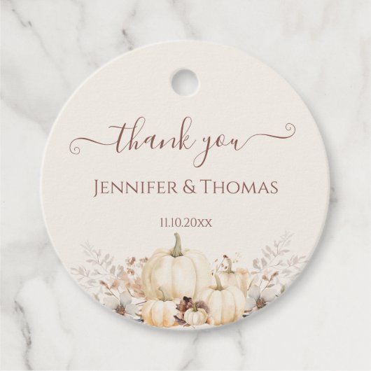 Elegante Herfst pompoenen Dank u bruiloft gunst La Bedankjes Labels (Voorkant)
