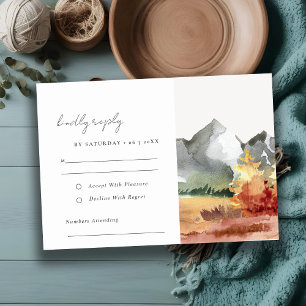 Elegante Herfst Roest Sinaasappel Bergbomen Bruilo RSVP Kaartje
