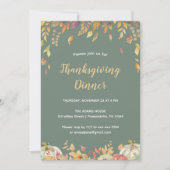 Elegante Herfst Sage Thanksgiving Diner Kaart (Voorkant)