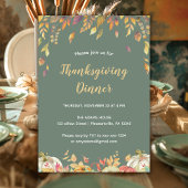Elegante Herfst Sage Thanksgiving Diner Kaart