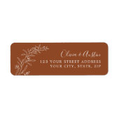 Elegante herfst terracotta bruiloft retour adres etiket (Voorkant)