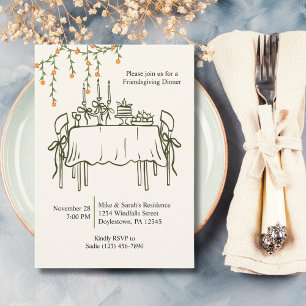 Elegante Herfst Thanksgiving Friendsgiving Diner Kaart