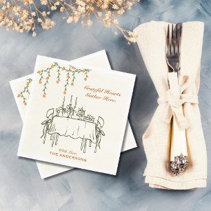 Elegante herfst Thanksgiving Friendsgiving diner Servet