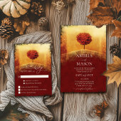 Elegante Herfst Tree Wedding RSVP Kaart