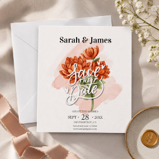 Elegante herfst trouwkaart met bloemendesign kaart