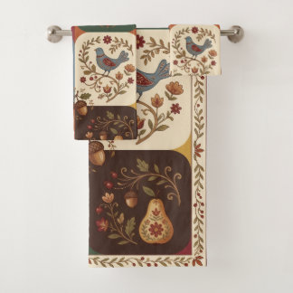 Elegante herfst volks kunst badhanddoekenset bad handdoek