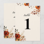 Elegante herfst waterverf bruidstafel nummer kaart (Voorkant / Achterkant)