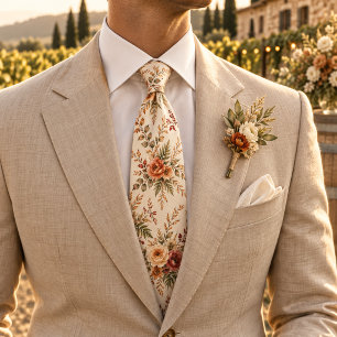 Elegante herfst wilde bloemen bruiloft stropdas