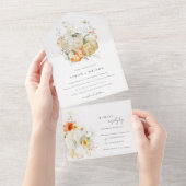 Elegante Herfst Wildflower Pompoen Waterverf bruil All In One Uitnodiging (Afscheurbaar)