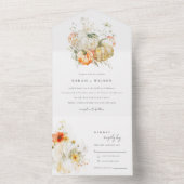 Elegante Herfst Wildflower Pompoen Waterverf bruil All In One Uitnodiging (Binnen)