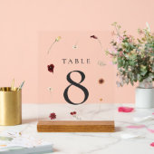 Elegante Herfst Wildflower Trouwtafel nummer #8 Acryl Bord (Huwelijk)