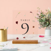 Elegante Herfst Wildflower Trouwtafel nummer #9 Acryl Bord (Huwelijk)