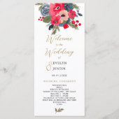 Elegante herfst winter paarse bloemenbruiloft prog programma (Voorkant)