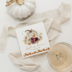 Elegante Herfst Witte Pompoen Bloemige Bruiloft Servet