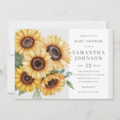 Elegante herfst Zonnebloem Baby shower Uitnodiging (Voorkant)