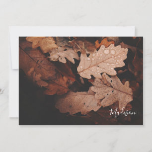 Elegante herfstblad foto notitiekaartje