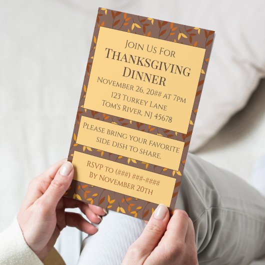 Elegante herfstblad uitnodiging