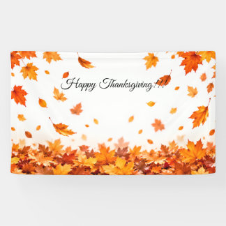 Elegante Herfstbladeren Gelukkig Thanksgiving Fees Spandoek
