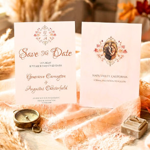 Elegante Herfstbladeren Trouwfotobruiloft Save The Date