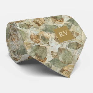 Elegante herfstbladeren vallen monogram stropdas
