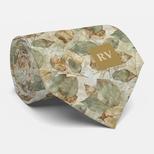 Elegante herfstbladeren vallen monogram stropdas (Opgerold)