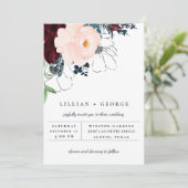 Elegante herfstbloemboeket-huwelijksuitnodiging aankondiging (Staand voorkant)