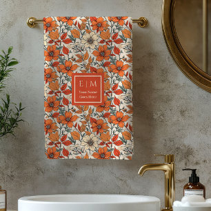 Elegante Herfstbloemen Sage Koper Aangepaste Badha Bad Handdoek