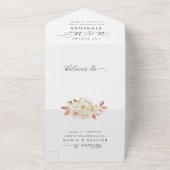 Elegante Herfstbloemen Script Moderne Trouwdag All In One Uitnodiging (Buitenkant)