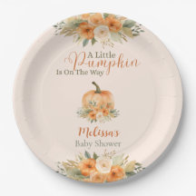 Elegante herfstbloemige oranje pompoen baby shower