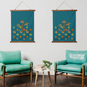 Elegante Herfstboom & Blad Stijlvol Hangend Wandkleed