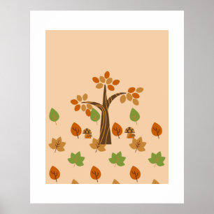 Elegante Herfstboom & Blad Stijlvol Poster
