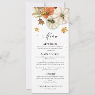 Elegante herfstbruiloftsmenu kaart