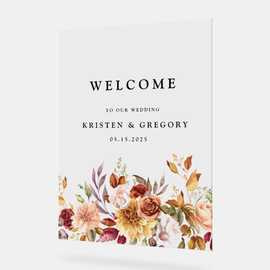 Elegante herfstige bruiloft met stemming acryl bord (Hoek)