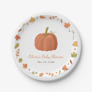 Elegante herfstpompoen babyshowerbenodigdheden papieren bordje