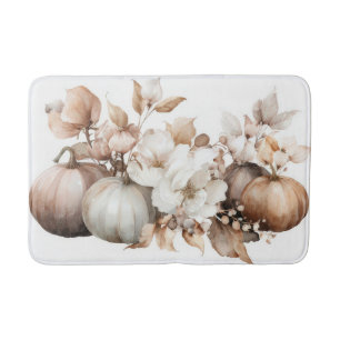 Elegante herfstpompoenen en bloemen badmat
