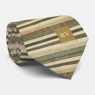 Elegante herfststreep bruine moderne monogram stropdas