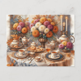 Elegante herfstthee Waterverf Briefkaart