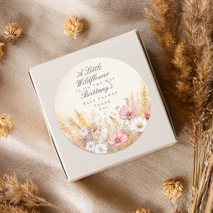 Elegante herfstweide wilde bloem baby shower favor ronde sticker