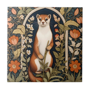 Elegante Hermelijn William Morris Geïnspireerde Bl Tegeltje