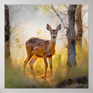 Elegante Herten in het Bos Natuur Design Poster
