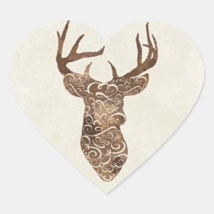 Elegante hertenhoorns Rustieke landelijke bruiloft Hart Sticker
