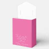 Elegante hete roze trendy script aangepaste bedank bedankdoosjes (Geopend)