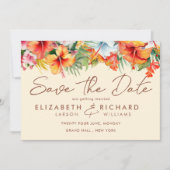 Elegante Hibiscus Bloem Tropische Bloemen Bruiloft Save The Date (Voorkant)