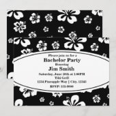Elegante Hibiscus Bloemen Zwart & Wit Uitnodiging (Voorkant / Achterkant)