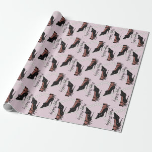 Elegante hiel schoonheid fashionista verjaardag ro cadeaupapier