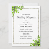 Elegante hoekvaren decoratie bruiloftsreceptie kaart (Voorkant)