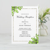 Elegante hoekvaren decoratie bruiloftsreceptie kaart (Staand voorkant)