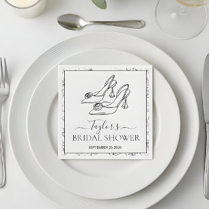 Elegante hoge hakken bloemige bruidsbruiloft servet