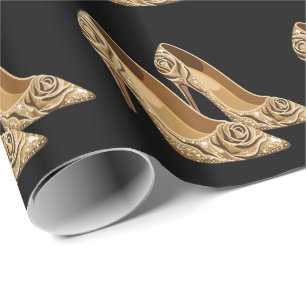 Elegante hoge hakken met gouden rozen zwart goud cadeaupapier