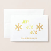 Elegante Holiday Gold JOY JOY Typografie Folie Kaarten (Voorkant met envelop)